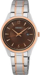 Seiko SUR476P1 con esfera marrón y correa gris