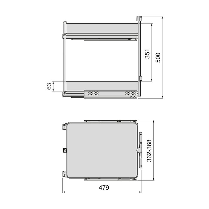 Emuca Carro extraíble Harmony con cierre suave, Módulo ancho 400mm alto 700mm, Acero y Madera, Gris antracita