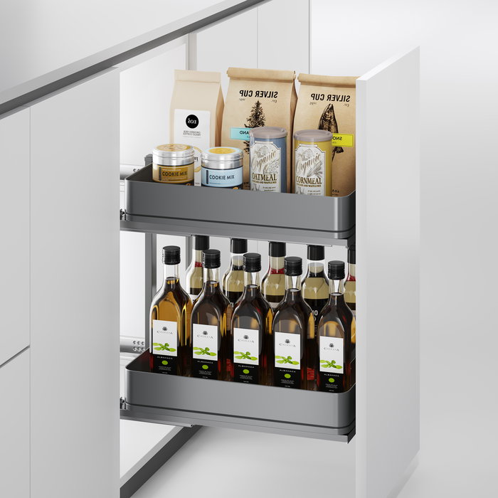 Emuca Carro extraíble Harmony con cierre suave, Módulo ancho 400mm alto 700mm, Acero y Madera, Gris antracita