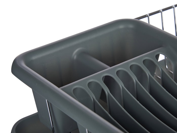 Kinvara Escurreplato Plano Gris con Bandeja y Recipiente
