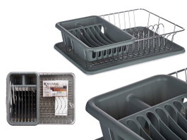 Kinvara Escurreplato Plano Gris con Bandeja y Recipiente