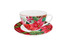 DKD Home Decor Taza Navidad Tradicional Shengda 21 Porcelana Rojo Verde Apto Microondas Lavavajillas 9 x 7 x 12 cm Set de 2