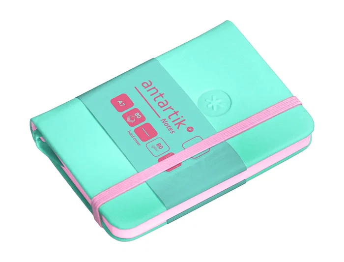 Antartik Cuaderno A7 Tapa Dura Hojas Lisas Rosa y Turquesa 80 Hojas 80gr FSC