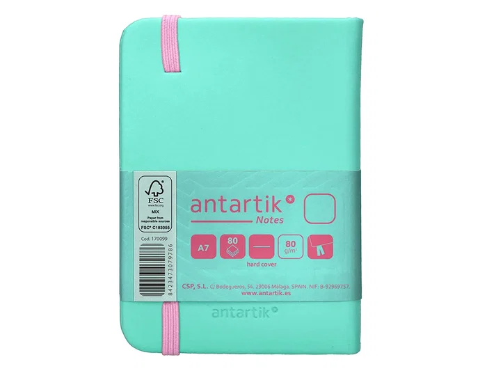 Antartik Cuaderno A7 Tapa Dura Hojas Lisas Rosa y Turquesa 80 Hojas 80gr FSC
