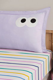L'essentiel linge de maison Funny Cizgili - Juego de Sábanas Individuales Lila, 65% Algodón y 35% Poliéster