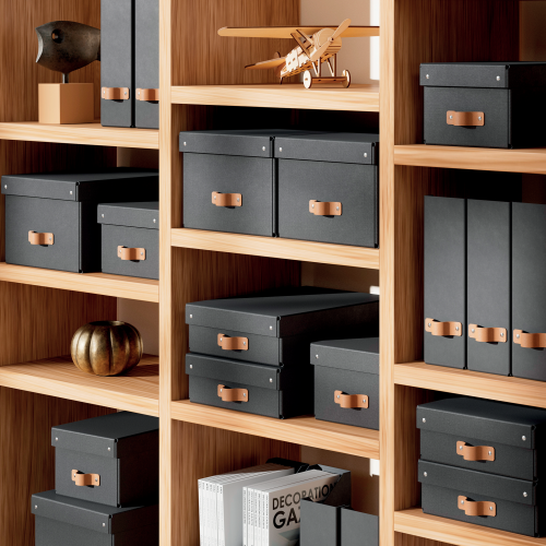 Leitz 61470095 Pack 2 Cajas de Almacenamiento Cartón Pequeña A5 Color Negro 7L 200x150x280mm