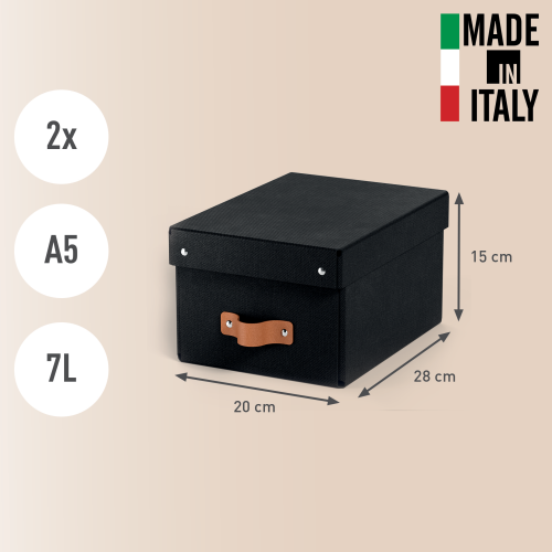 Leitz 61470095 Pack 2 Cajas de Almacenamiento Cartón Pequeña A5 Color Negro 7L 200x150x280mm