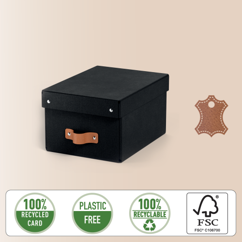 Leitz 61470095 Pack 2 Cajas de Almacenamiento Cartón Pequeña A5 Color Negro 7L 200x150x280mm