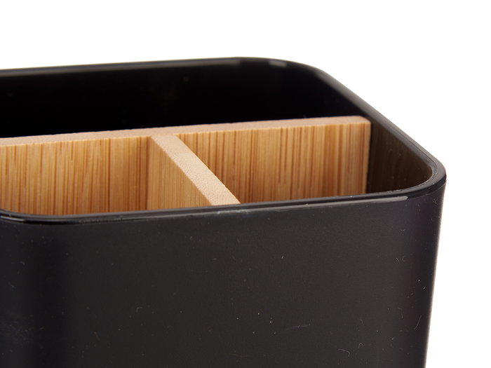 Berilo Organizador Cuadrado 3 Huecos Bambú Negro 9x9x11 cm (Set de 6)