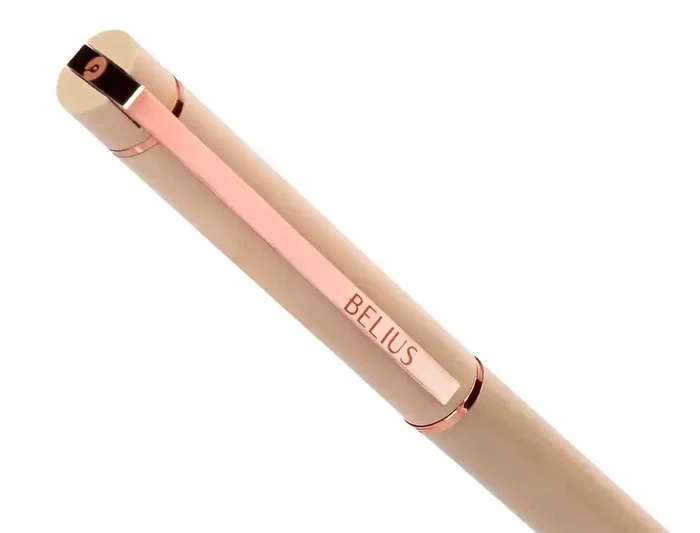 Belius Boligrafo Rose Aluminio Beige Claro Oro Rosa Tinta Azul Caja Diseño Elegante