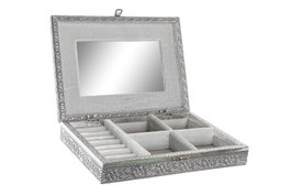 DKD Home Decor Joyero Indio Plateado Natural Madera y Aluminio 20 x 5.4 x 27.5 cm