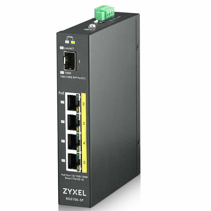 Zyxel RGS100-5P Switch no administrado L2 con 4 puertos Gigabit PoE+ y SFP Zyxel RGS100-5P Switch no administrado L2 con 4 puertos Gigabit PoE+ y SFP