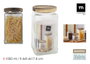 La Mediterranea Tarro de Vidrio Cuadrado con Tapa de Madera Lignes 1L, Pack de 12 unidades