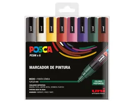 Posca PC-5M/8C Estuche Rotuladores de Pintura Uni, 8 Unidades Colores Oscuros Surtidos