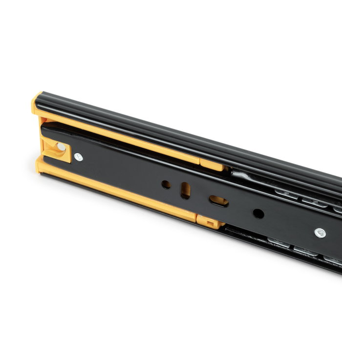 Emuca Lote de 5 juegos de guías para cajones, de bolas, altura 45mm, profundidad 300mm, extracción total, cierre suave, Negro