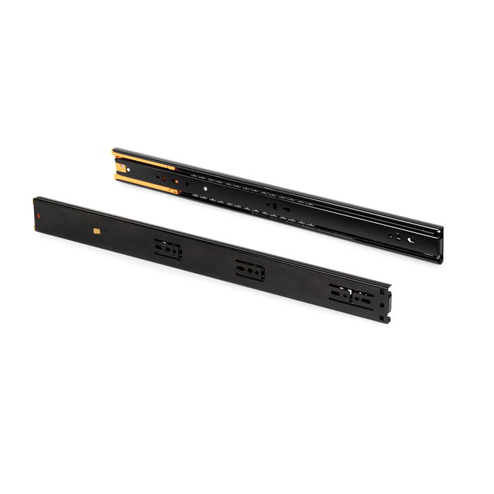 Emuca Lote de 5 juegos de guías para cajones, de bolas, altura 45mm, profundidad 300mm, extracción total, cierre suave, Negro