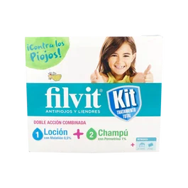 FILVIT Kit Tratamiento Locion+Champu+Gorro+Peine para Piojos