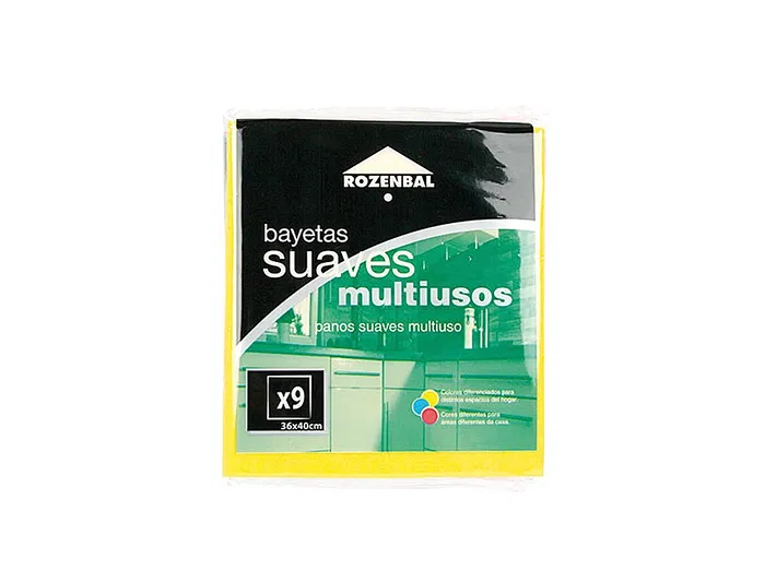 Blanca Bayeta Multiuso Sintética Amarilla Suave y Delicada 36x40 cm Pack 9 Unidades