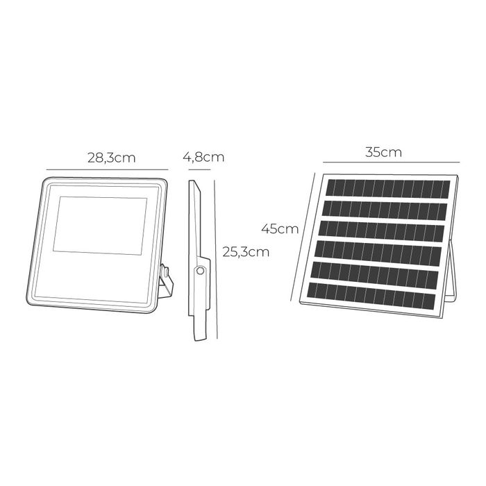 Edm - Foco Proyector Solar Slim 400W 3500LM 6500K Luz Fría, IP65, Batería 24000mAh, Panel 24W, Mando a Distancia, Carga 5-6h Edm - Foco Proyector Solar Slim 400W 3500LM 6500K Luz Fría, IP65, Batería 24000mAh, Panel 24W, Mando a Distancia, Carga 5-6h