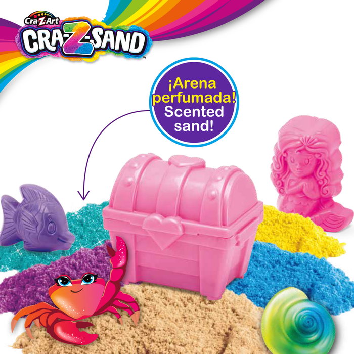 Cra-Z-Sand Juego de arena mágica moldeable Aventuras bajo el mar con 5 moldes y cofre