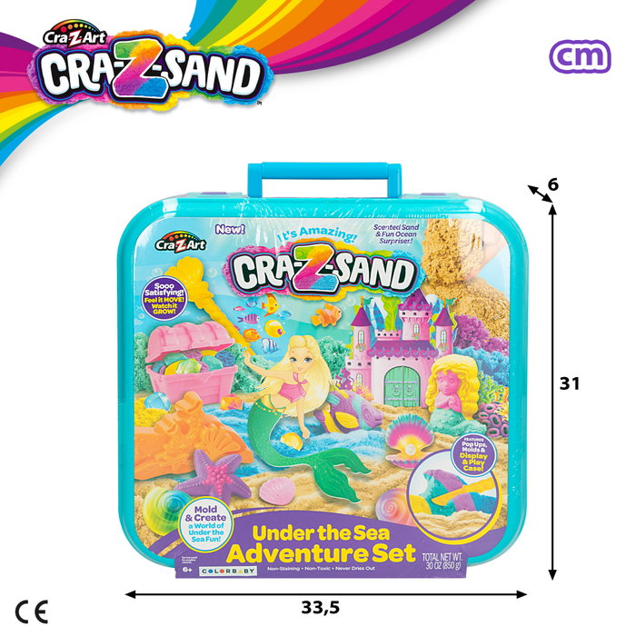 Cra-Z-Sand Juego de arena mágica moldeable Aventuras bajo el mar con 5 moldes y cofre