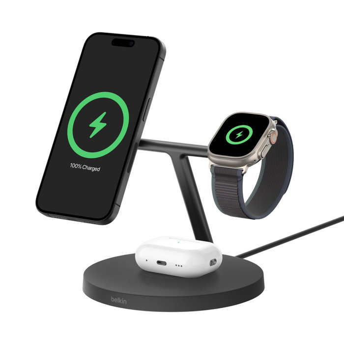 Belkin BoostCharge Pro WIZ032KQBK Cargador Inalámbrico 3 en 1 Negro