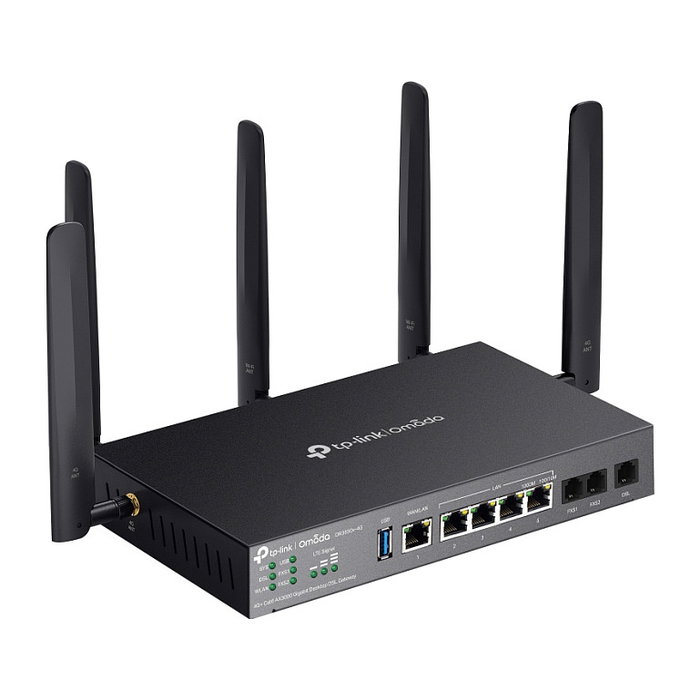 TP-Link Omada DR3650v-4G Router de Sobremesa Gigabit con Wi-Fi 6 AX3000, 4G LTE, DSL, 4 Puertos LAN, 2 USB 3.2, Negro