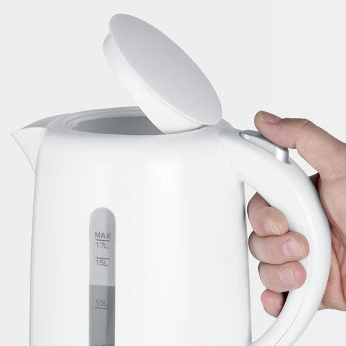 SEVERIN Hervidor eléctrico inalámbrico 1,7 L WK4325, base giratoria 360°, resistencia oculta, fácil limpieza, blanco