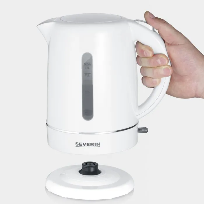Severin WK4325 Hervidor eléctrico inalámbrico de 1,7 L, Blanco