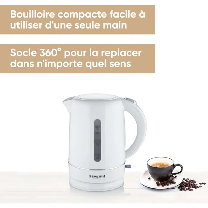Severin WK4325 Hervidor eléctrico inalámbrico de 1,7 L, Blanco