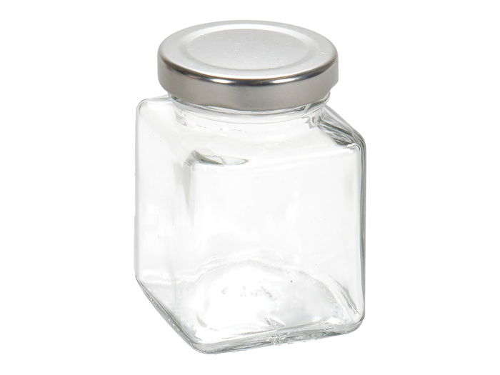 VIVALTO Tarro Cuadrado Cristal Transparente con Tapa 100 ml Vidrio Metal 5.6 x 7.6 x 5.6 cm (Set de 48)