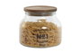 DKD Home Decor Set de 3 Botes de Cristal y Acacia