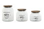DKD Home Decor Set de 3 Botes de Cristal y Acacia