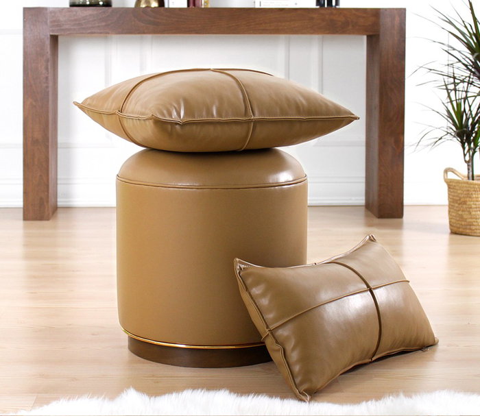 Aberto Design Cojín Piel Sintética Beige 50x50 cm Aberto Design Cojín Piel Sintética Beige 50x50 cm