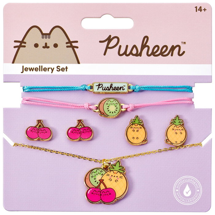 THE CARAT SHOP Set Colgante, Pulsera y Pendientes Pusheen con Aleación de Zinc, Sin Níquel, Cadmio ni Plomo THE CARAT SHOP Set Colgante, Pulsera y Pendientes Pusheen con Aleación de Zinc, Sin Níquel, Cadmio ni Plomo