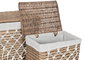 DKD Home Decor Set de 5 Cestas para la Ropa de Mimbre y Algodón, Natural y Blanco