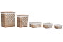 DKD Home Decor Set de 5 Cestas para la Ropa de Mimbre y Algodón, Natural y Blanco