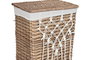 DKD Home Decor Set de 5 Cestas para la Ropa de Mimbre y Algodón, Natural y Blanco