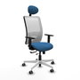 PIQUERAS Y CRESPO Silla de oficina Zulema con mecanismo Sincro/Traslack, Azul claro y Blanco