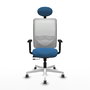 PIQUERAS Y CRESPO Silla de oficina Zulema con mecanismo Sincro/Traslack, Azul claro y Blanco