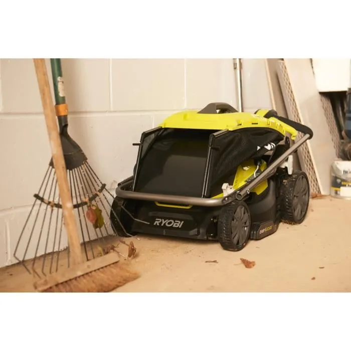 Ryobi Cortacésped RY18LMX37A-150 LithiumPlus 18V sin escobillas 37cm con 1 Batería 5.0 Ah y Cargador Rápido