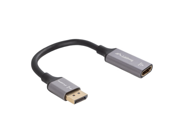 Lanberg Adaptador 8K DisplayPort a HDMI 1.4/2.1, 7680x4320@60Hz, 48 Gbit/s, Conectores Chapados en Oro, 0.2m