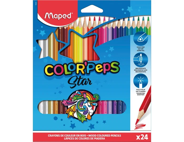 Maped Lápices de Colores Triangulares de 24 Unidades Colores Surtidos