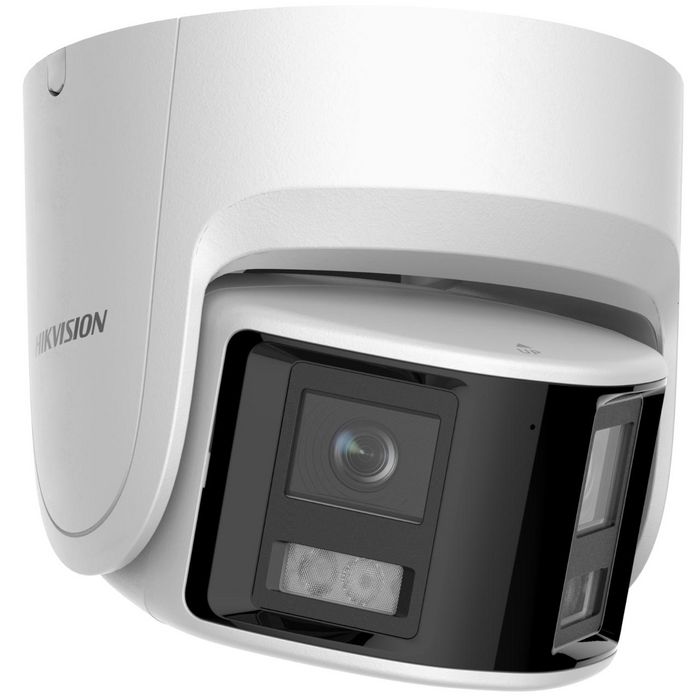 Hikvision Cámara IP Turret 4MP Panoramic AcuSense 2.8mm IR30 WDR H.265+ IP67 PoE Audio Alarma Micrófono Luz Disuasoria
