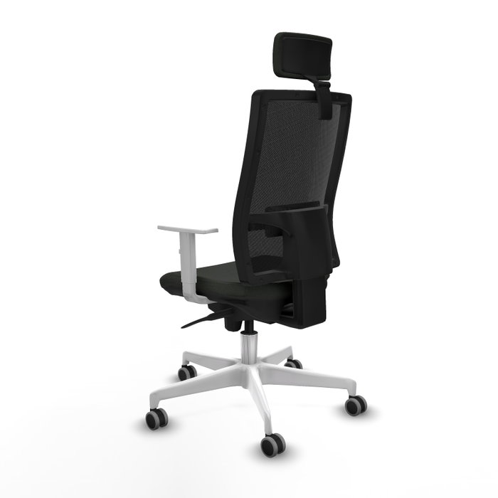PIQUERAS Y CRESPO Silla de oficina Horna con mecanismo Sincro, Tela Negra y Reposabrazos Blancos
