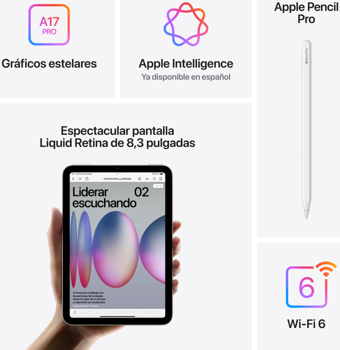 Apple iPad mini 7.ª generación 128 GB Wi-Fi Gris Espacial Apple iPad mini 7.ª generación 128 GB Wi-Fi Gris Espacial