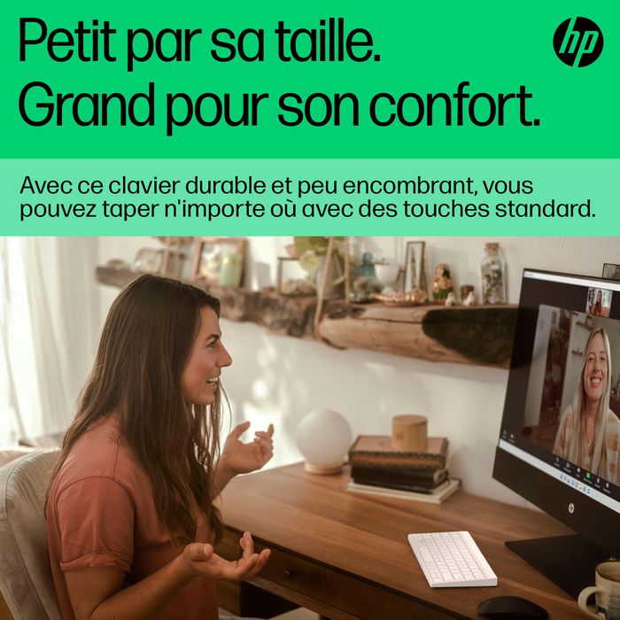HP Teclado Compacto Inalámbrico Multi-Dispositivo Blanco para Escritorio, Portátil, Tablet o Teléfono