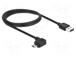 DeLOCK Cable USB 2.0 de 1 m con conectores USB-A y Micro-B angulados, Negro