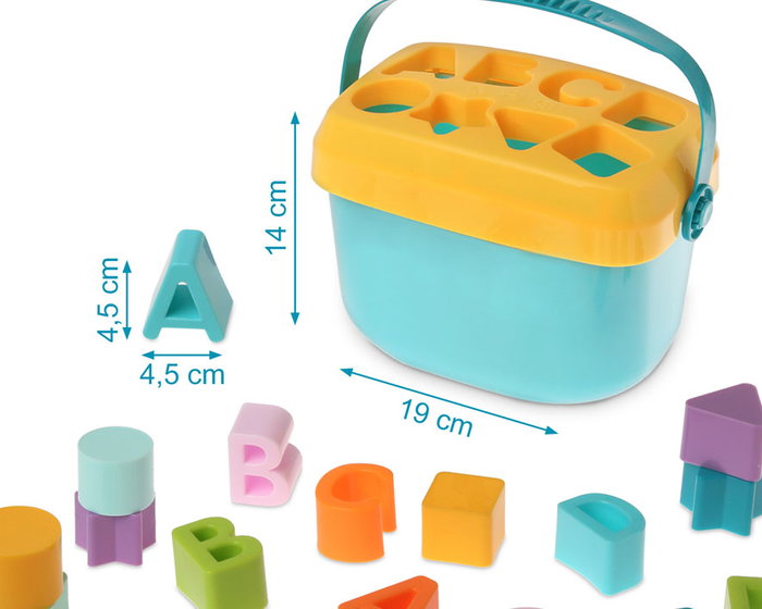 KioKids Cubo Juguete con Formas Encajables Educativo para Aprender Letras y Formas Geométricas Multicolor +12 Meses