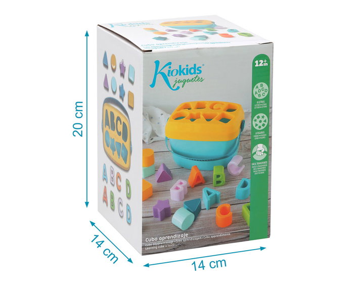 KioKids Cubo Juguete con Formas Encajables Educativo para Aprender Letras y Formas Geométricas Multicolor +12 Meses